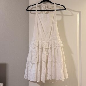 Rachel Parcell White Halter Dress with Eyelet Details